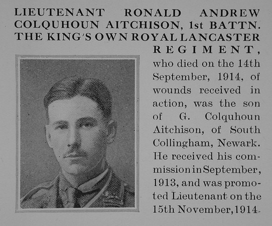 Aitchison R A C Lt 1st Kings Own Obit Bond Of Sacrifice Vol 1