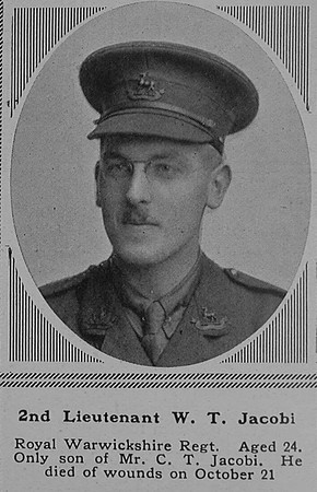 Jacobi W T 2nd Lt 14th Royal Warwickshire Regiment The Sphere 6th Jan 1917
