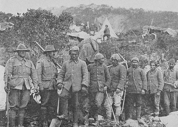 Turkish Prisoners Guarded By Anzac Troops After The Battle Of Gaba Tepe