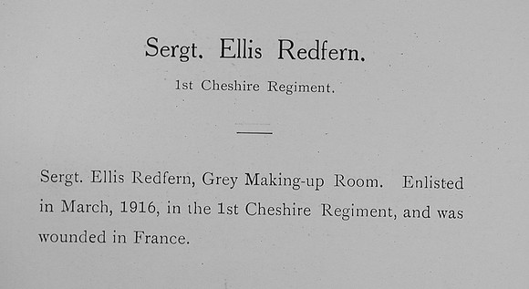 Redfern E Sergt 1st Cheshire Regiment Record William Graham Co Roll Of Honour