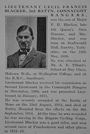 Blacker C F Lt 2nd Connaught Rangers Obit The Bond Of Sacrifice Vol 1