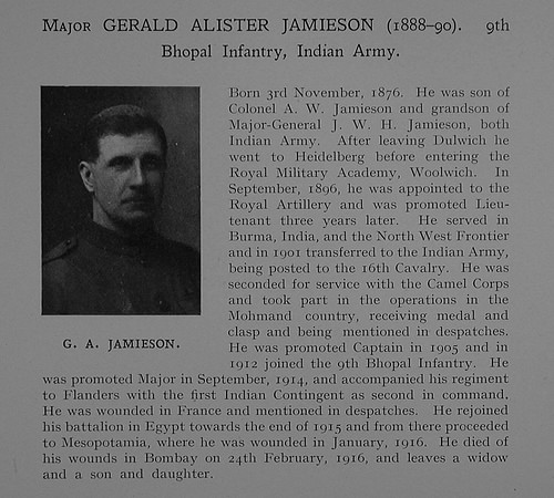 Jamieson G A Major Indian Army Obit Dulwich College Roll Of Honour