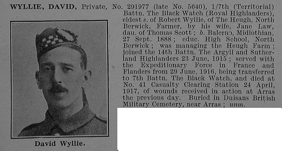 Wyllie D Pte 291977 7th Black Watch Obit De Ruvignys Roll Of Honour Vol 4