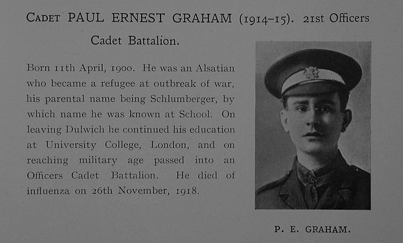Graham P E Pte C97033 Royal Fusiliers Obit Dulwich College Roll Of Honour