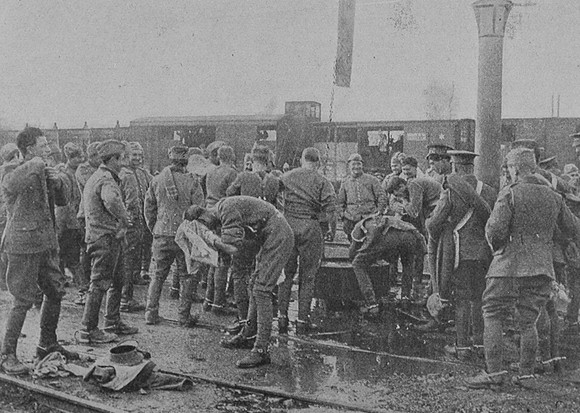 British Soldiers Washing On A Railway Line