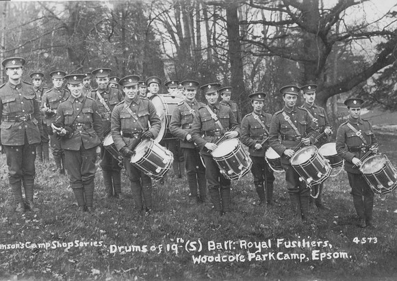 Drums Of The 19th Royal Fusiliers (2nd Public Schools Battalion) At Woodcote Park Camp Epsom Surrey