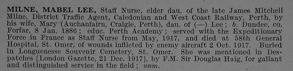 Milne M L Staff Nurse Obit De Ruvignys Roll Of Honour Vol 4