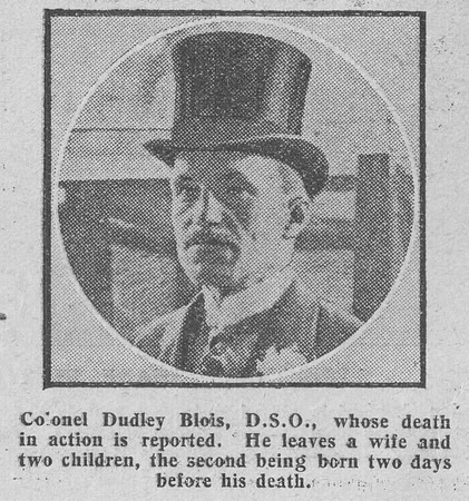 Blois D G Lt Col DSO Royal Field Artillery The Graphic 22nd July 1916