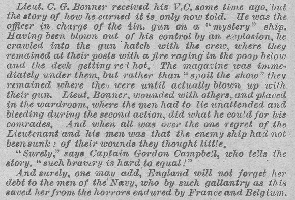 Bonner CG Lt VC DSC RNR Part 2 The Graphic 15th Nov 1918