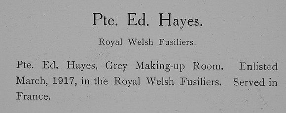 Hayes E Pte Royal Welsh Fusiliers Record William Graham Company