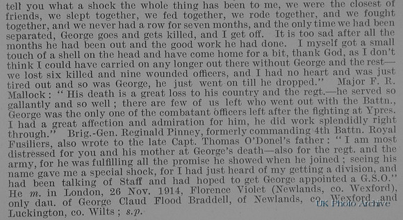 Thomas-ODonel G O F Captain 4th Royal Fusiliers Obit Part 2 De Ruvignys Roll Of Honour Vol 1