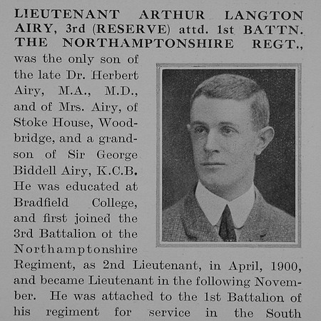 Airy A L Lt 1st Northamptonshire Regiment Obit Part 1 The Bond Of Sacrifice Vol 2