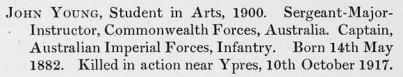 Young J Captain AIF Obit St Andrews University Roll Of Honour