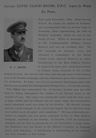 Bauer D C Captain DFC RAF Obit Dulwich College Roll Of Honour