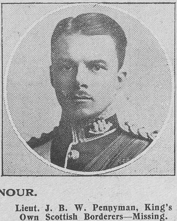 Pennyman J B W Lt Kings Own Scottish Borderers The Graphic 4th Sep 1914