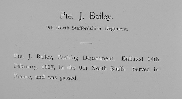 Bailey J Pte 9th North Staffs Regiment Record William Graham Co Roll Of Honour