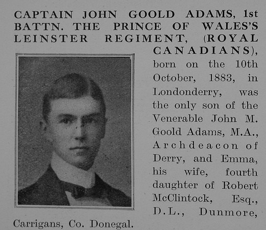 Adams J G Captain 1st Leinster Regiment Obit Part 1 The Bond Of Sacrifice Vol 2