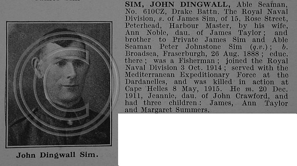 Sim J D AB 610CZ Drake Btn Royal Naval Division Obit De Ruvignys Roll Of Honour Vol 4