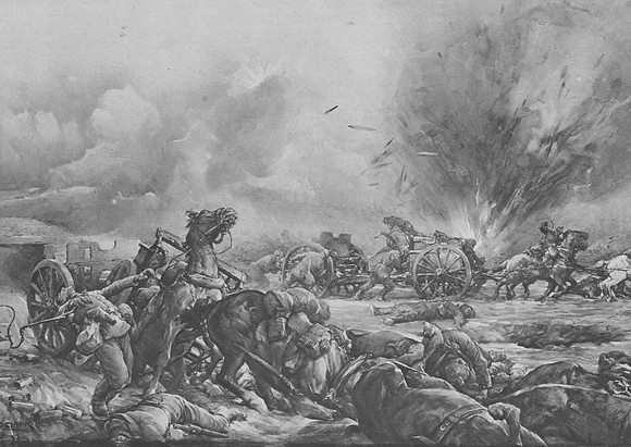 Bavarian Battery Caught By British Gun Fire South Of The Bapaume Road