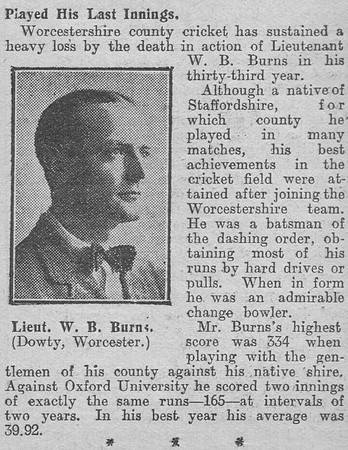 Burns W B 2nd Lt 1st Worcestershire Regiment The Graphic 21st July 1916
