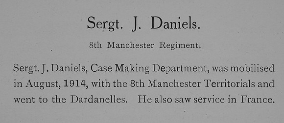 Daniels J Sergt 8th Manchester Regiment Record Willaim Graham Company