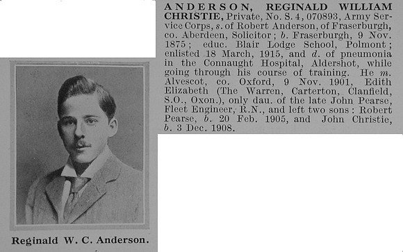 Anderson R W C Pte 070893 Army Service Corps Obit