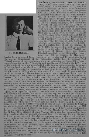 Delepine  H G S 2nd Lt 3rd Duke Of Cornwalls LI Obit De Ruvignys Roll Of Honour Vol 1