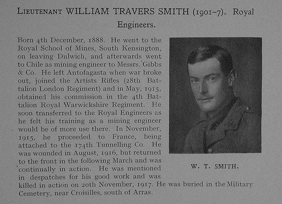 Smith W T Lt Royal Engineers Obit Dulwich College Roll Of Honour