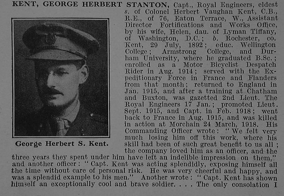 Kent G H S Captain Royal Engineers Obit Part 1 De Ruvignys Roll Of Honour Vol 4