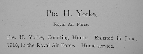 Yorke H Pte Royal Air Force Record William Graham Co Roll Of Honour