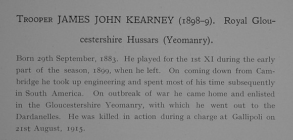 Kearney J J Tpr 2241 Royal Gloucestershire Hussars Obit Dulwich College Roll Of Honour
