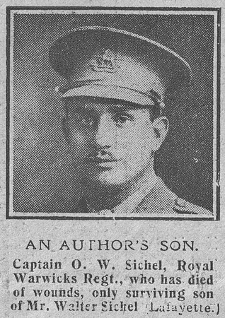Sichel O W Captain 6th Royal Warwickshire Regiment The Graphic 2nd Nov 1918
