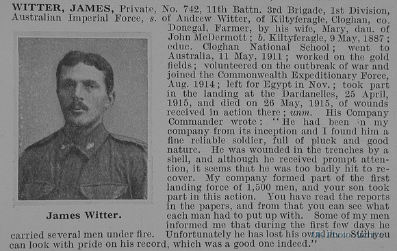 Witter J Pte 742 11th Austalian Infantry Obit D Ruvignys Roll Of Honour Vol 1
