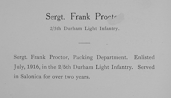 Proctor F Sergt 5th Durham Light Infantry Record William Graham Co Roll Of Honour