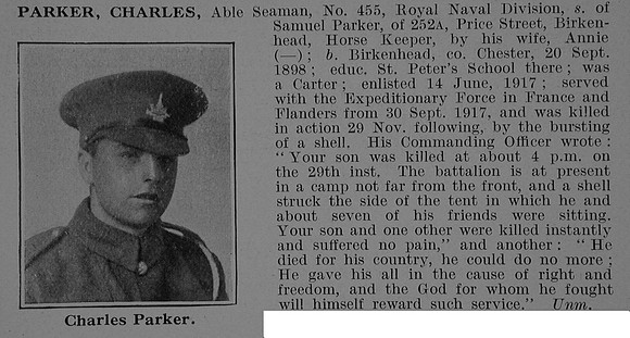 Parker C AB 455 Anson Bn. R.N. Div Royal Naval Volunteer Reserve Obit De Ruvignys Roll Of Honour Vol 5