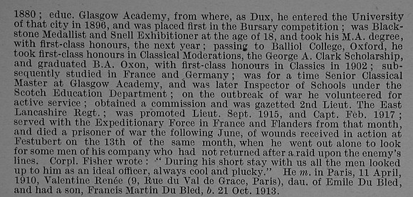 MacKay S F H Captain 5th East Lancashire Regiment Obit Part 2 De Ruvignys Roll Of Honour Vol 4