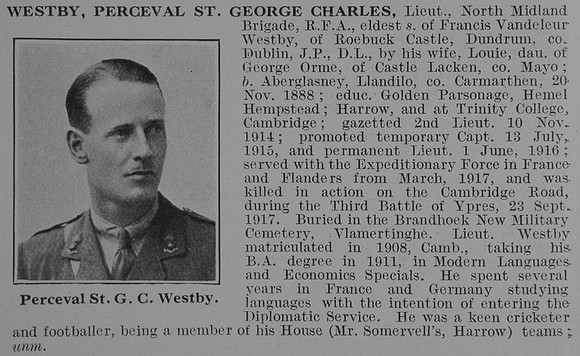 Westby P St G Lt Royal Field Artillery Obit De Ruvignys Roll Of Honour Vol 3