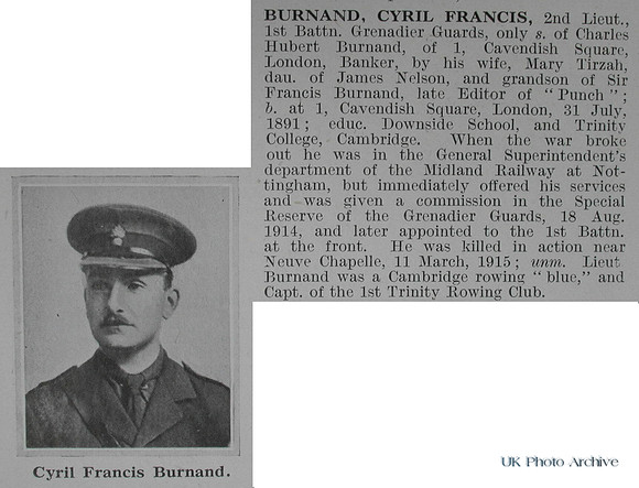 Burnand C F 2nd Lt 1st Grenadier Guards Obituary De Ruvignys Roll Of Honour Vol 1