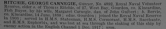 Ritchie G C Gnr 4892 S.S. Euphorbia Royal Naval Reserve Obit De Ruvignys Roll Of Honour Vol 4