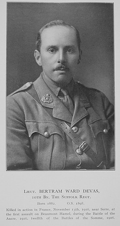 Devas B W Lt 10th Suffolk Regiment