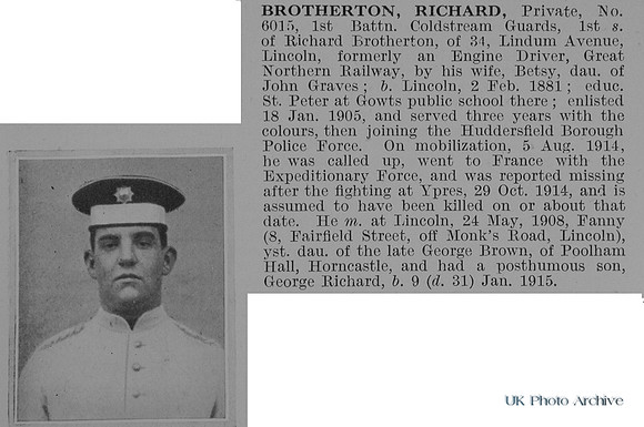 Brotherton R Pte 6015 1st Coldstream Guards Obit