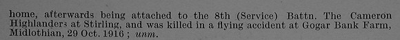 Stuart D A 2nd Lt 7th Cameron Highlanders Obit Part 2 De Ruvignys Roll Of Honour Vol 4
