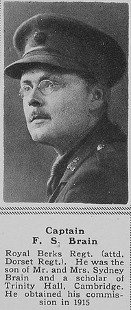 Brain F S Captain R Berks Regt The Sphere 9th Nov 1918