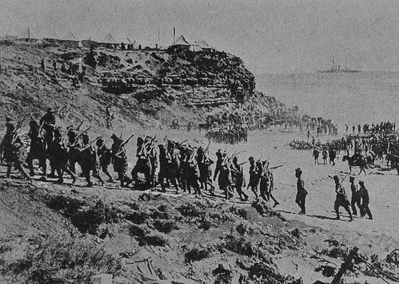 Indian Troops Marching Away From The Beach