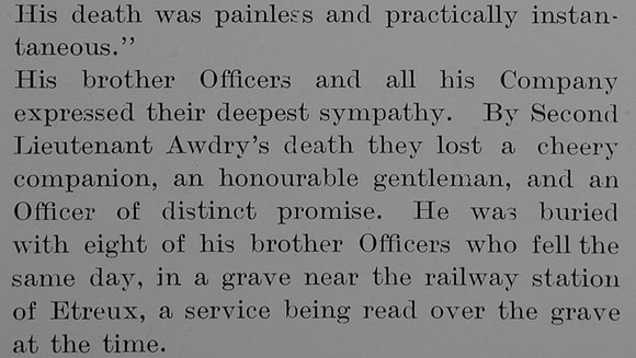 Awdry E V 2nd Lt 2nd Royal Munster Fusiliers Obit Part 4 The Bond Of Sacrifice Vol 1