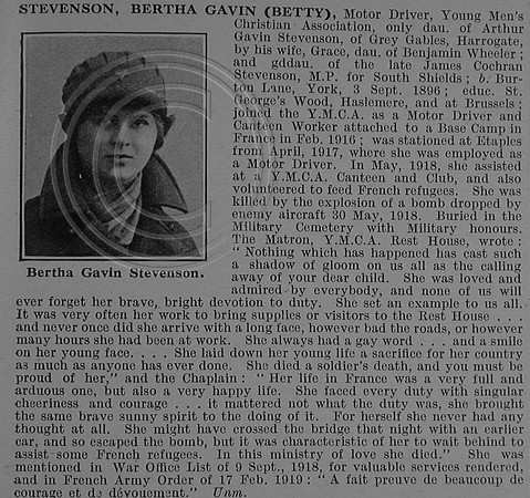 Stevenson B G Motor Driver Young Men's Christian Association Obit De Ruvignys Roll Of Honour Vol 4