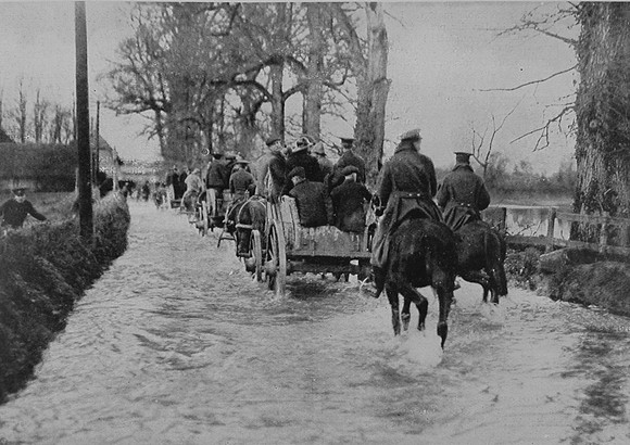 Canadian Transport In A Flooded Road At Larkhill Camp