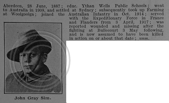 Sim J G Pte 1274 19th Australian Infantry Obit Part 2 De Ruvignys Roll Of Honour Vol 4