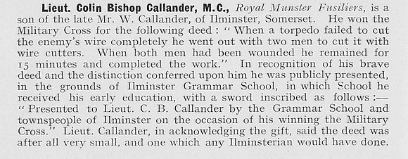 Callander C B Lt MC Royal Munster Fusiliers 1