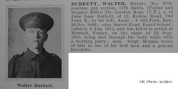Burkett W Pte 1976 17th London Regiment Obituary De Ruvignys Roll Of Honour Vol 1